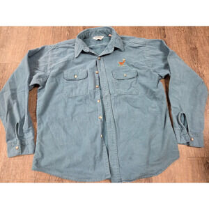 Five Brother Blue Chamois-Like Button Shirt Vintage Made USA Long Sleeve XL